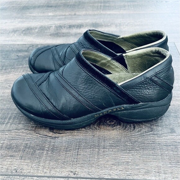 Merrell Primo Patch Loafers Clogs Shoes Womens Size 8 US 38.5 EU Black Leather - Picture 2 of 15